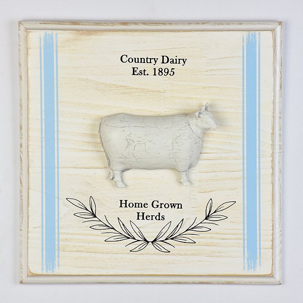 Quadro Country Dairy Azul Claro Gado