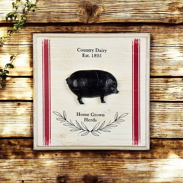 Quadro Country Dairy Bordô Porco