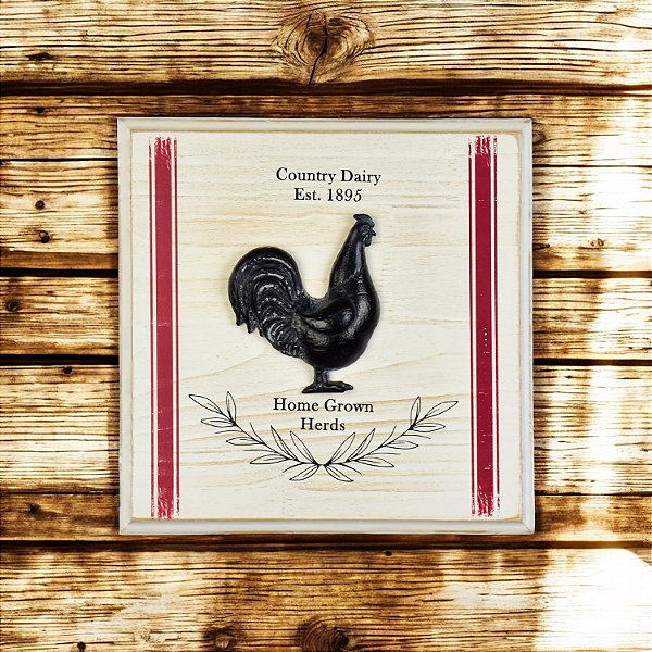 Quadro Country Dairy Bordô Galinha