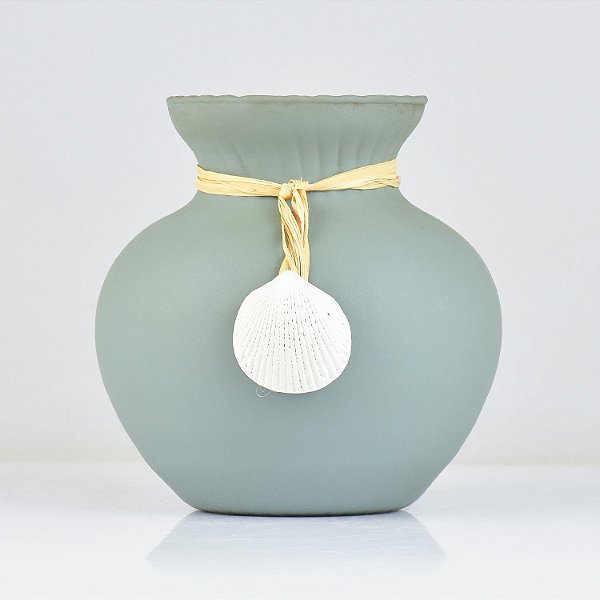 Vaso Paris c/Concha Azul Pastel - 15x14x14 cm