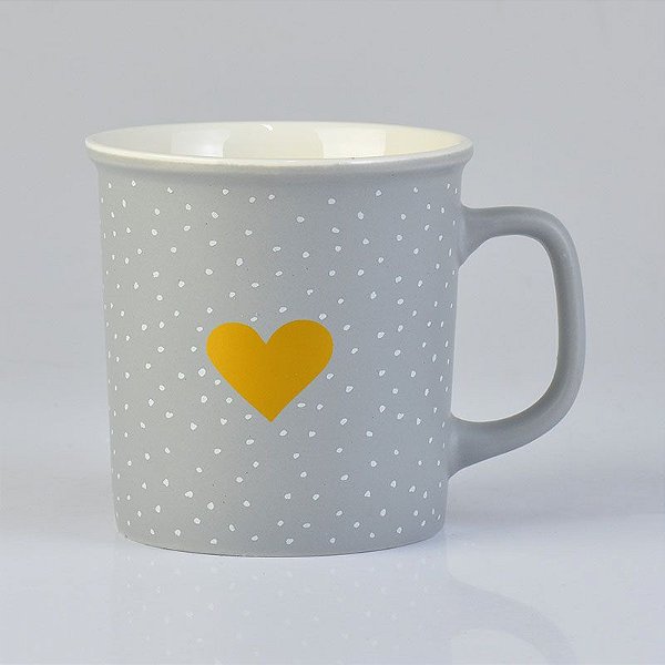 Caneca Love Cinza Pontilhado