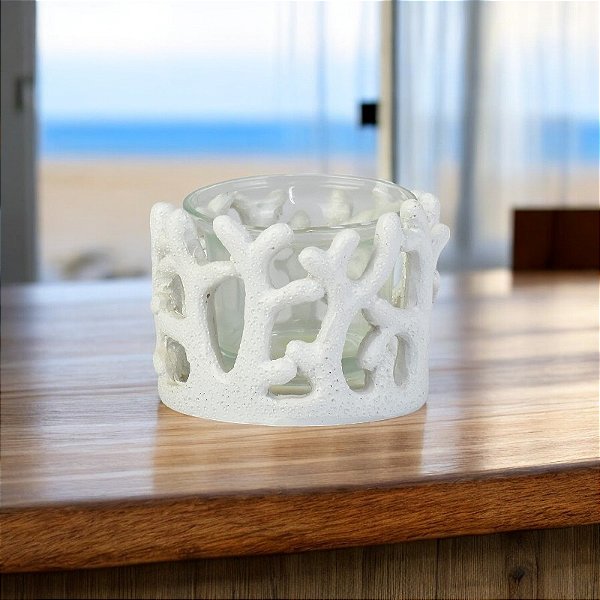 Porta Velas Coral Branco