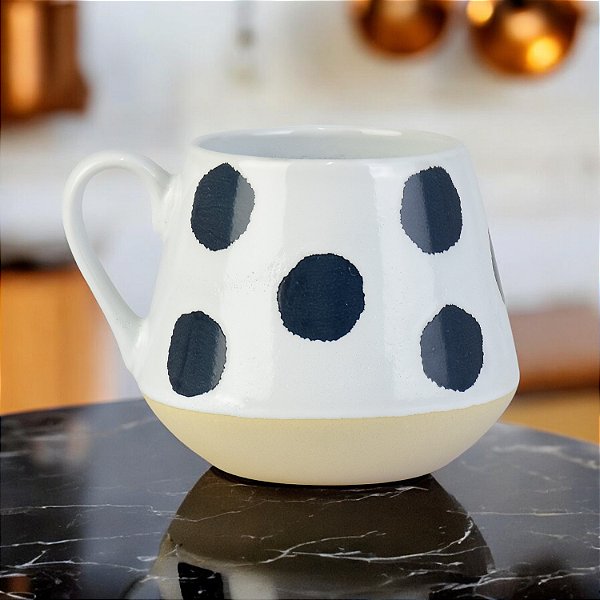 Caneca Modern Bolinhas Pretas 400 ml
