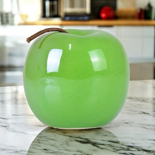 Enfeite Maçã Verde 12 cm em Cerâmica