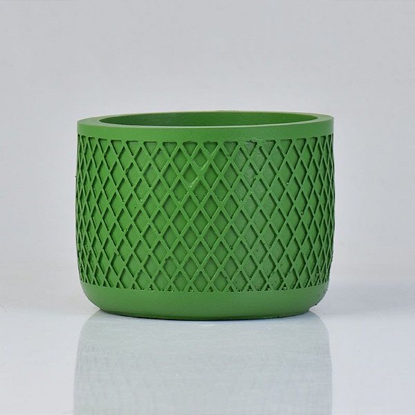 Vaso com Textura de Grade Verde em Resina