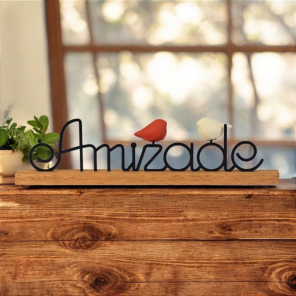Enfeite Amizade Pássaros em Metal