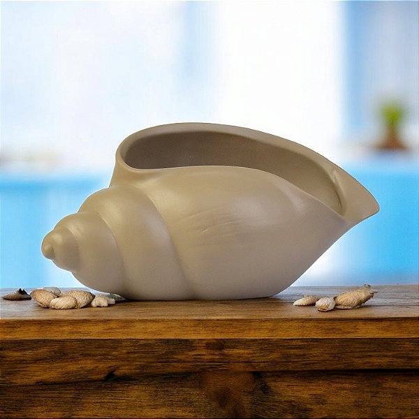 Vaso decorativo Concha Bege em Cerâmica