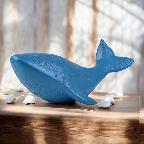 Enfeite Baleia Orca Azul com Textura Grande em Cerâmica