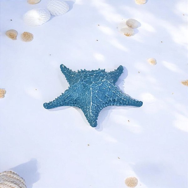 Enfeite Estrela de Mesa Azul 17 cm em Resina