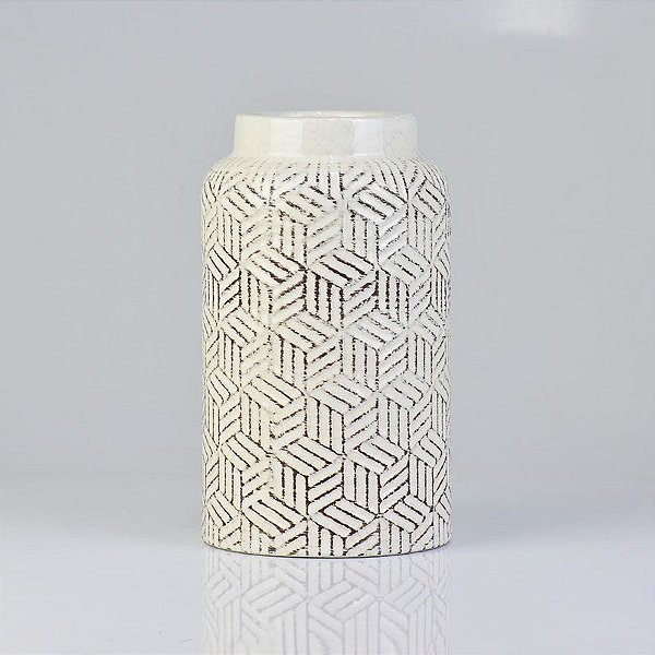 Vaso Padrão Quadrados 22 cm em Cerâmica