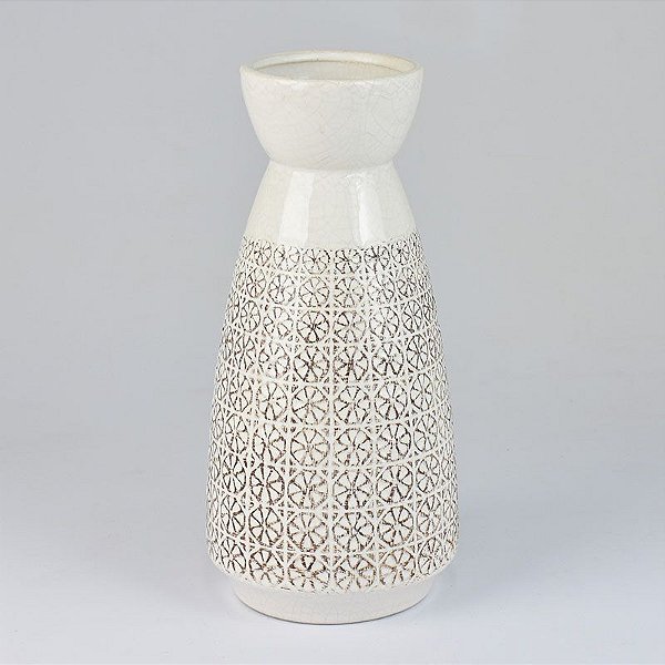 Vaso Pattern Branco 32 cm em Cerâmica