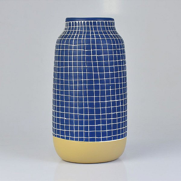 Vaso Lines Azul 26 cm  em Cerâmica