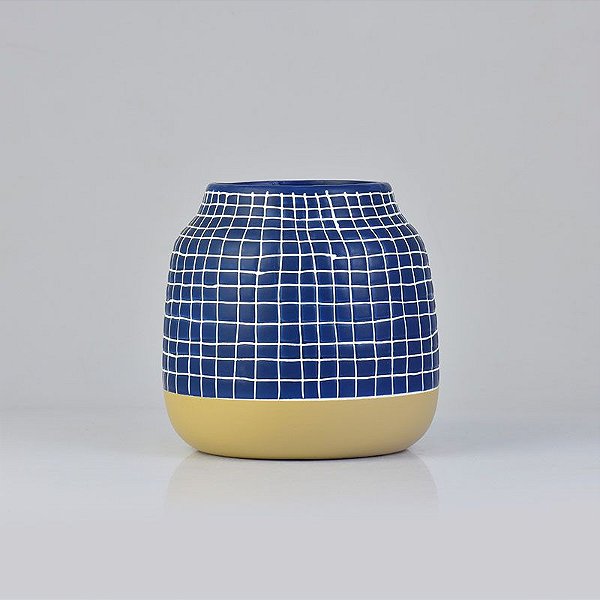 Vaso Lines Azul 16 cm em Cerâmica
