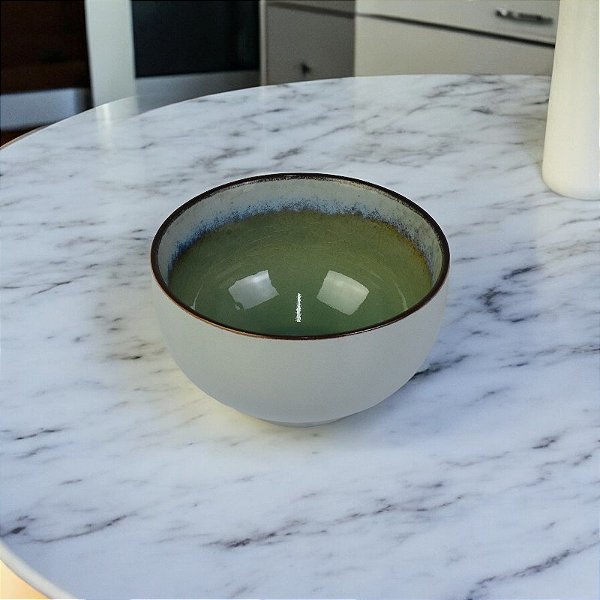 Tigela Cinza e Verde 13 cm em Cerâmica