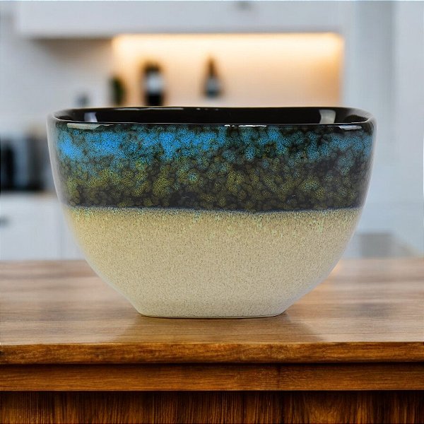 Tigela Quadrada Azul 14 cm em Cerâmica