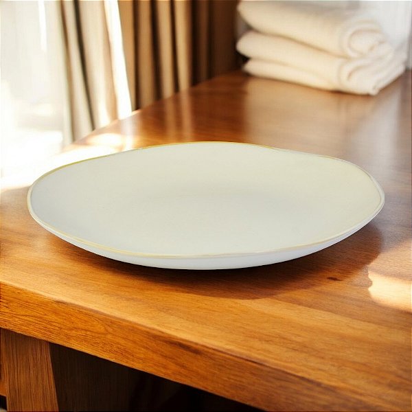 Prato Branco 26 cm em Cerâmica