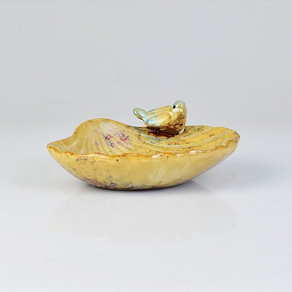 Petisqueira Concha C/ Pássaro em Cerâmica