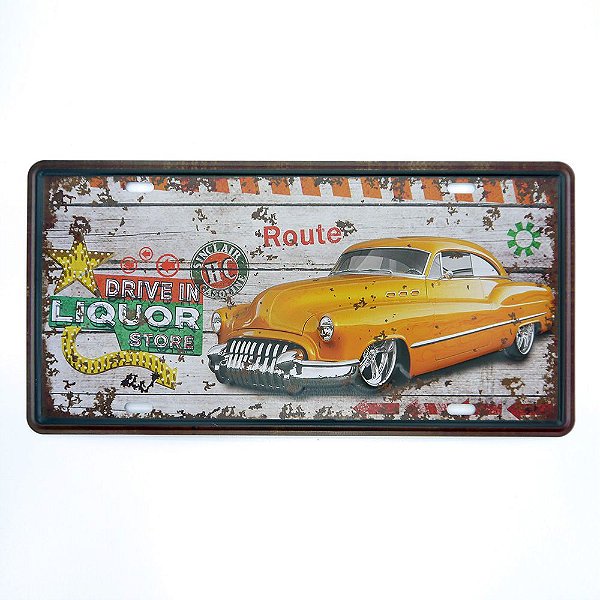 Placa de Metal Yellow Car