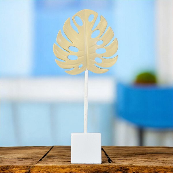 Enfeite Pedestal Folha Mamao Bege Grande