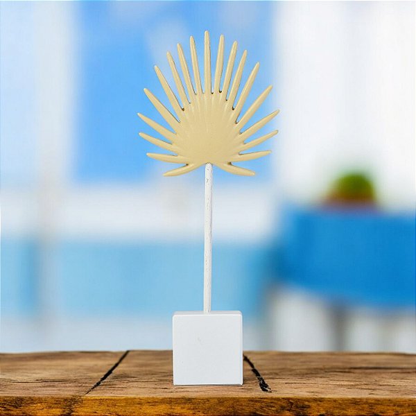 Enfeite Pedestal Folha Bege Grande