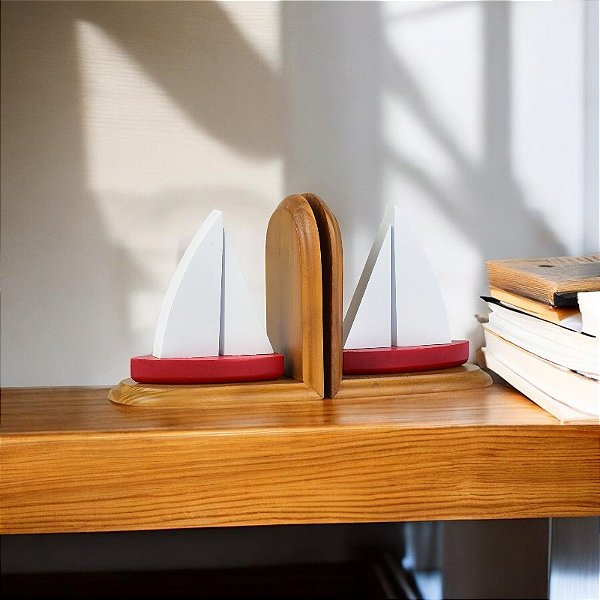 Jg C/2 Aparadores De Livros Barco Vermelho