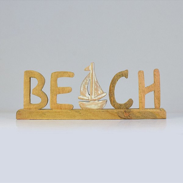 Enfeite Beach Barco em Madeira 14,5x38x5,5 cm