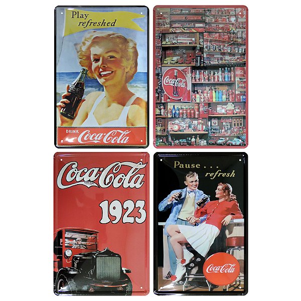 Jogo com Quatro Placas Vintage em Metal
