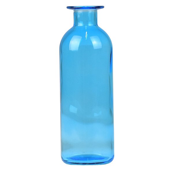 Vaso Garrafa Transparente Azul em Vidro
