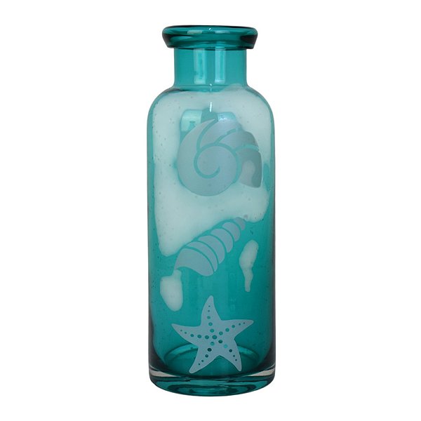 Vaso Garrafa Transparente Azul em Vidro