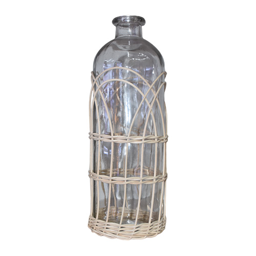 Vaso Garrafa Ratan 33 cm em Vidro