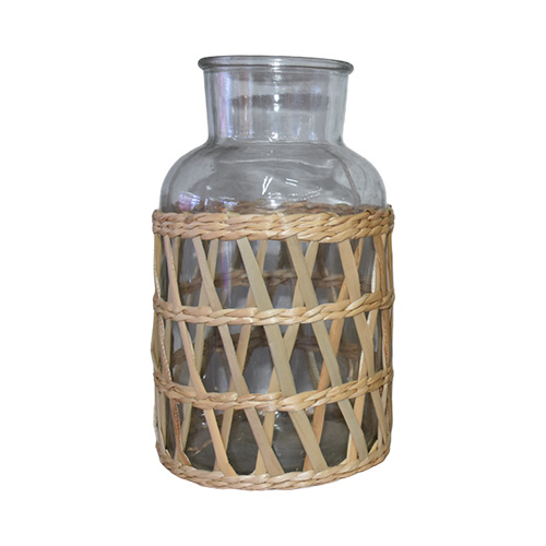 Vaso Ratan Transparente 26 cm em Vidro