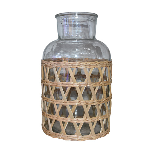 Vaso Ratan Transparente 31 cm em Vidro