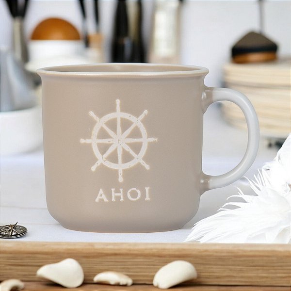 Caneca Ocean Bege Com Timão em Cerâmica