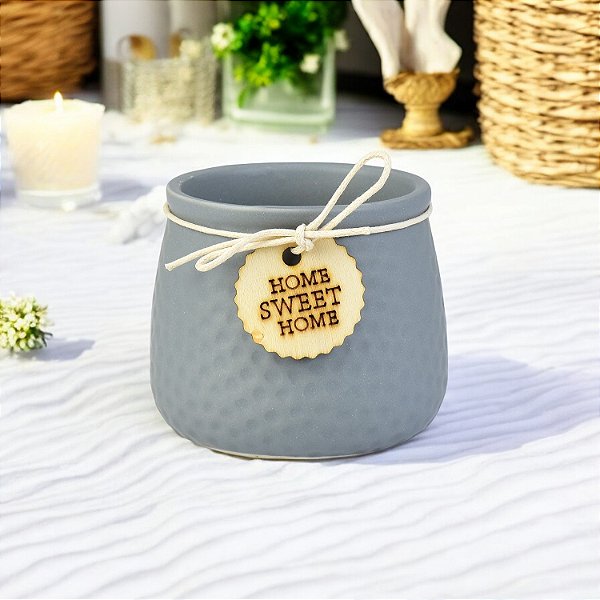 Vaso Color Textura Cinza em Cerâmica