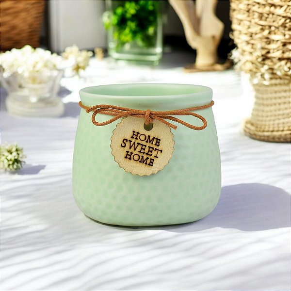 Vaso Color Home Sweet Home Verde 8 cm em Cerâmica