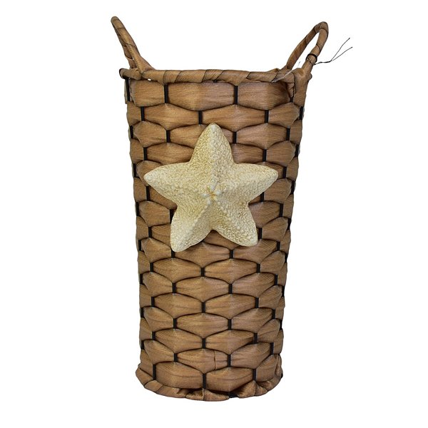 Cesto Bege Trançado Flower 15 cm em Rattan Artificial