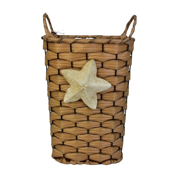 Cesto Trançado Flower Bege 10 cm em Rattan Artificial