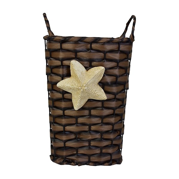 Cesto Trançado Flower Marrom 10 cm em Rattan Artificial