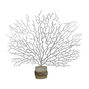 Coral Artificial Branco 42 cm com Suporte