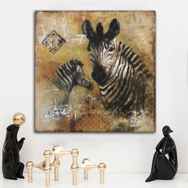 Quadro Canvas Marrom Zebra 60cm