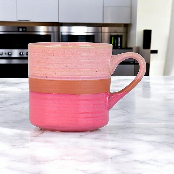 Caneca Colorida Tons de Rosa em Cerâmica