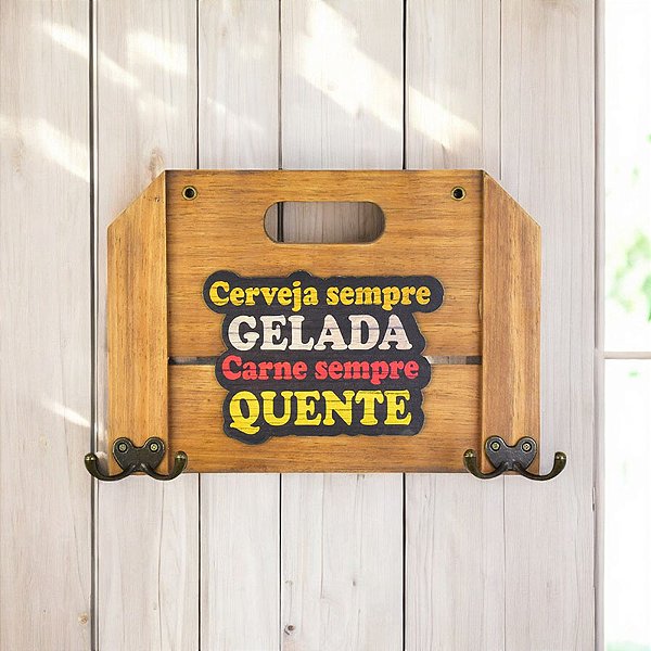 Placa Churrasco com Gancho (Gelada) em Madeira