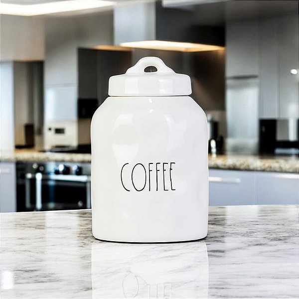 Pote Coffe Branco em Cerâmica
