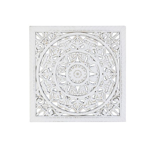 Enfeite de Parede Mandala Quadrada Sol em Madeira