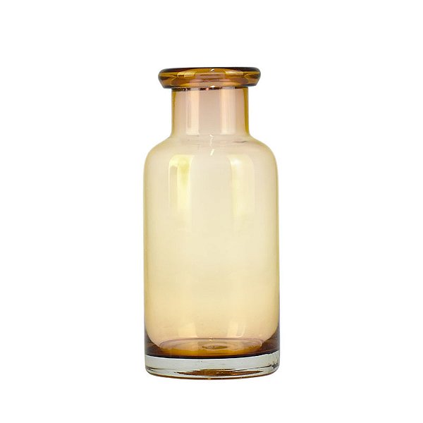 Vaso Garrafa Fumê Amarelo em Vidro
