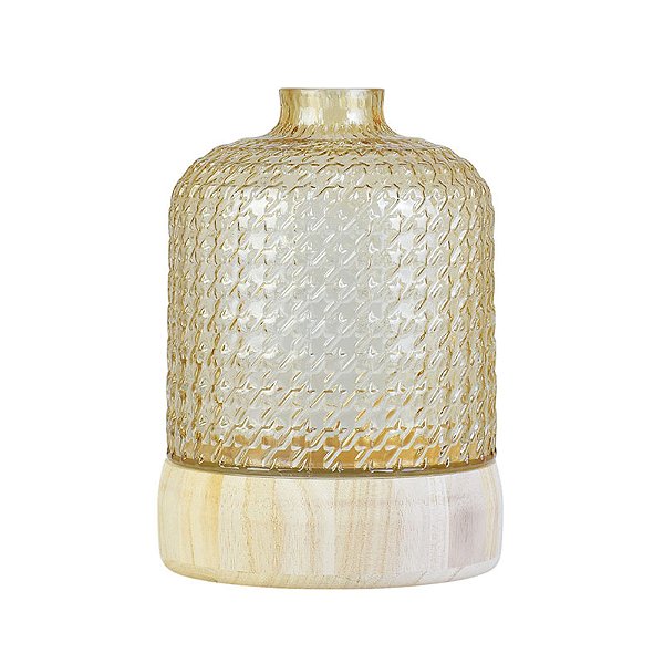 Vaso Wood Amarelo G em Vidro