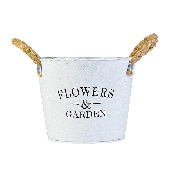 Vaso Branco Flowers e Garden G em Metal