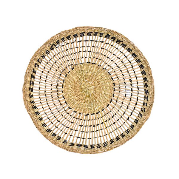 Jogo Americano Indian Preto em Palha