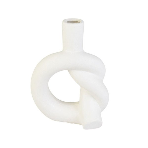 Vaso Branco Amarrado em Cerâmica