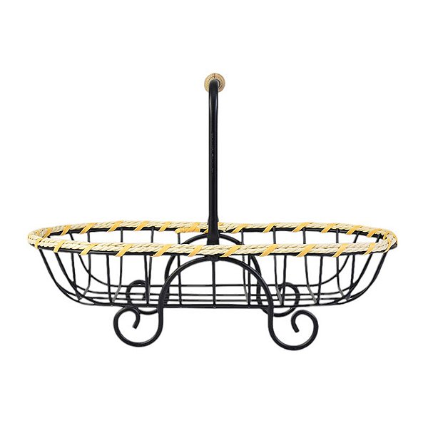 Cesto com Alça Rococó G em Metal